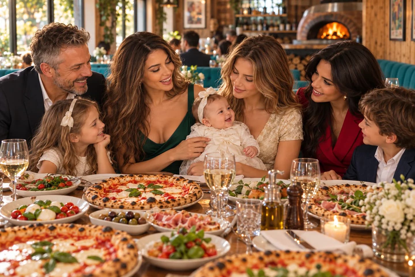 Familie adunată la o masă festivă